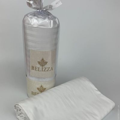 Простирадло сатин - страйп 240х260 см. Belizza молочна 76091 фото