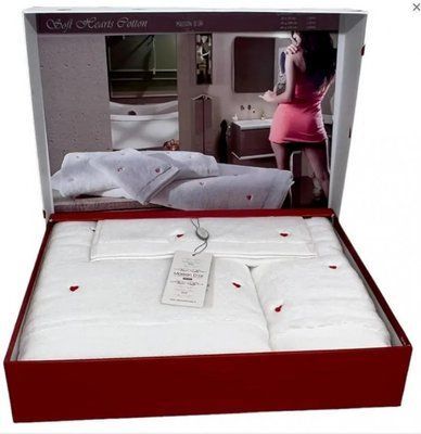 Набір махрових рушників Maison Dor Soft Hearts white-red з 3-х штук 131186 фото
