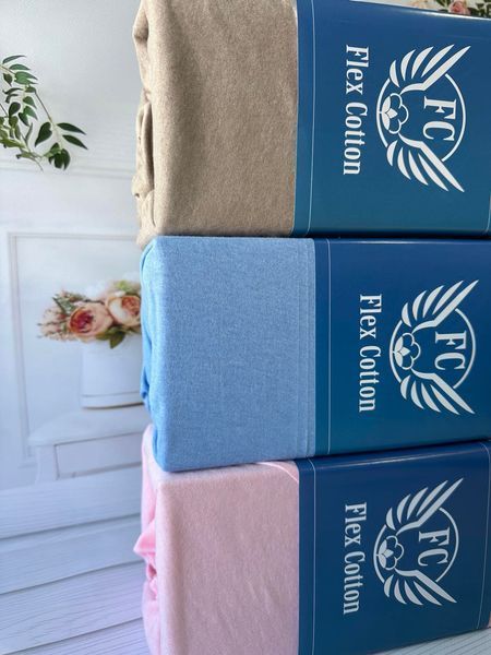 Трикотажная простынь на резинке Flex Cotton 160x200+25 см, пудра 208379 фото