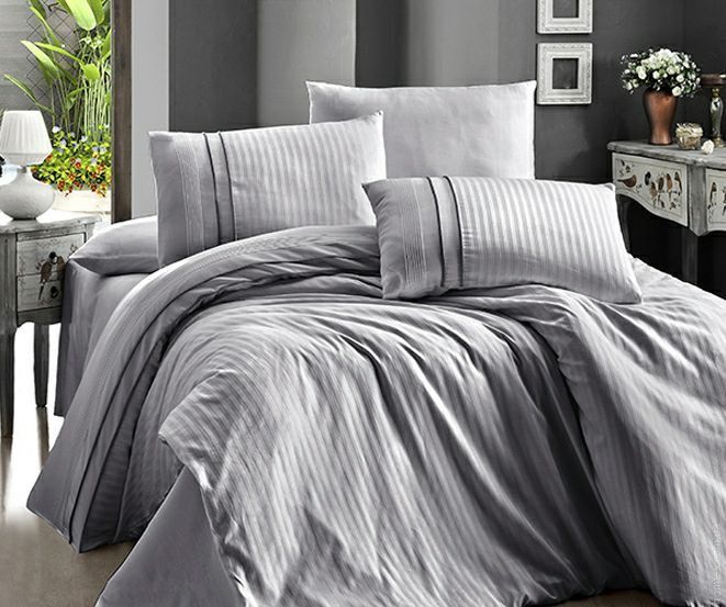 Постельное белье First Choice Stripe style gri сатин Delux евро 59247 фото