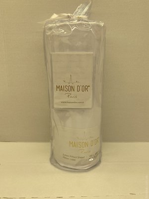 Простынь на резинке Maison D'or saten stripe белая 180x200 см с наволочками 112261 фото