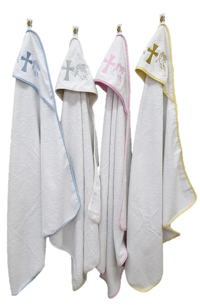Полотенце для крещения с уголком 92*92 380г/м2 (TM Zeron) белый окантовка - голубая 74395 фото