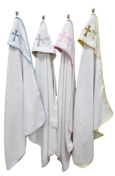 Рушник для хрещення з куточком 92 * 92 380г / м2 (TM Zeron) білий окантовка - блакитна 74395 фото