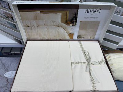 Постільна білизна Aran Clasy Ranforce Arakis V-5 євро з вишивкою 215949 фото