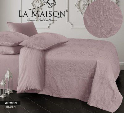 Постільна білизна варена бавовна La Maison Armen blush євро з об'ємним малюнком 215577 фото