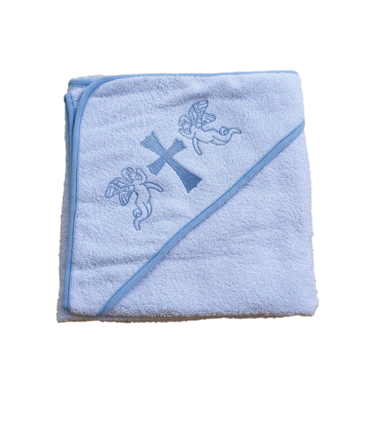 Полотенце для крещения с уголком 92*92 380г/м2 (TM Zeron) белый окантовка - голубая 74395 фото