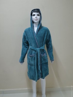 Подростковый халат Zeron Welsoft 11-12 лет, цвет темно-зеленый. 125354 фото