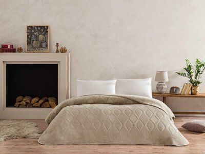 Плед - покривало з тисненням TAC Emboss 220x240 см бежевий 212275 фото