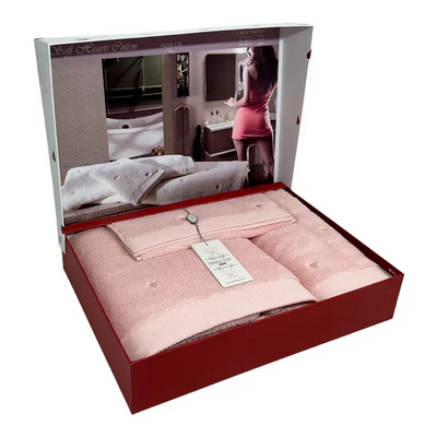 Набір махрових рушників Maison Dor Soft Hearts rose з 3-х штук 131598 фото