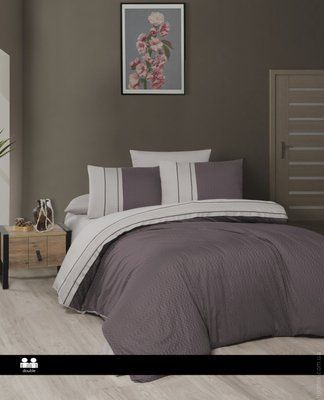Постільні речі First Choice Chackers duet lilac/beige сатин Delux євро 125222 фото