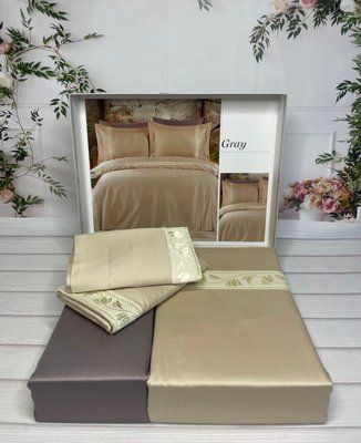 Постільна білизна Romeo Home Gray сатин люкс євро з вишивкою 211504 фото