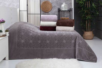 Простирадло велюр/махра Belizza Hanzade сіра 200x220 см., 550 г/м2 76126 фото