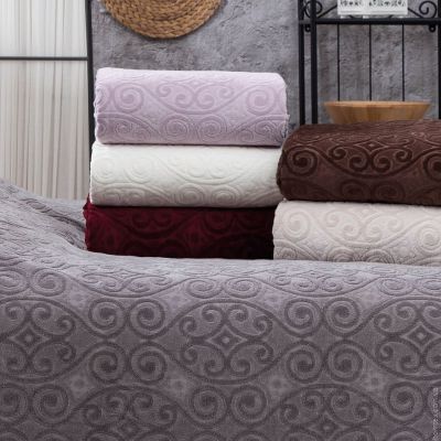 Простирадло велюр/махра Belizza Hanzade сіра 200x220 см., 550 г/м2 76126 фото