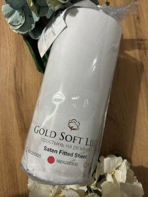 Простирадло сатинова Gold Soft Life 160x200+30 см біле 139170 фото