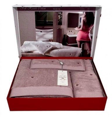 Набір махрових рушників Maison Dor Soft Hearts dark lilac з 3-х штук 131187 фото