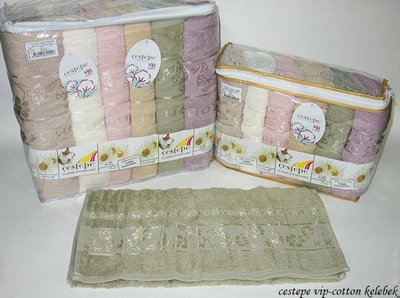 Набор махровых полотенец Cestepe VIP Cotton Kelebek из 6 штук 50х90 см 78857 фото