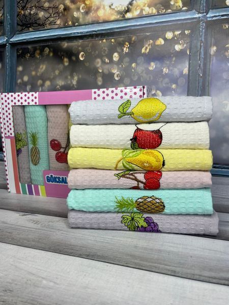 Набор вафельных кухонных полотенец  Goksal Suvari 40x60 см из 6-ти шт, модель 3 213044 фото