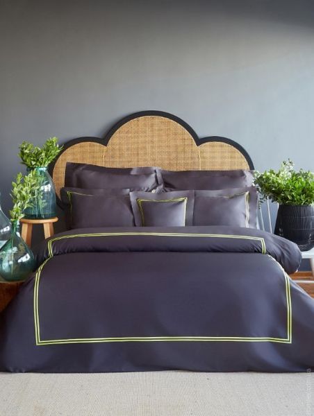 Постільна білизна MieCasa сатин - Milano antrasit-yesil антрацит-зелене євро 115432 фото