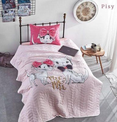 Покривало бавовняне стьобане Club Cotton Pisy 180x240 см з наволочкою 112076 фото