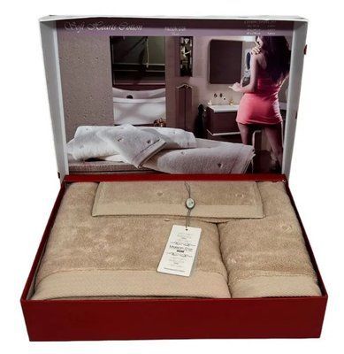 Набір махрових рушників Maison Dor Soft Hearts beige з 3-х штук 131876 фото