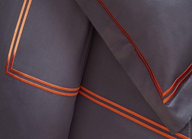 Постельное белье MieCasa сатин - Milano antrasit-turuncu антрацит-оранжевое евро максы 115405 фото