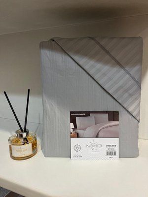 Постільна білизна Maiosn Dor Raye Elegante grey сатин страйп євро 212530 фото