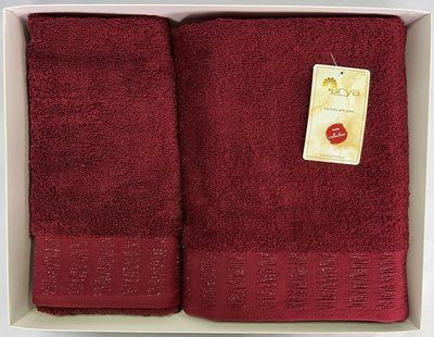 Набір рушників Arya Sophia бордовий 50х90 см + 70x140 см 129208 фото