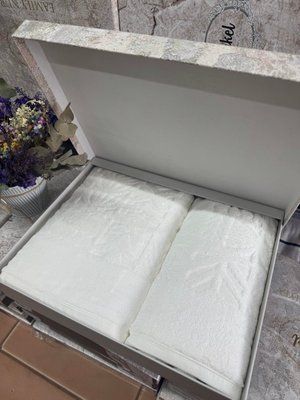 Набор махровых полотенец из 2-х штук Sikel жаккардовые 50x90+70x140 см, модель 5 208238 фото