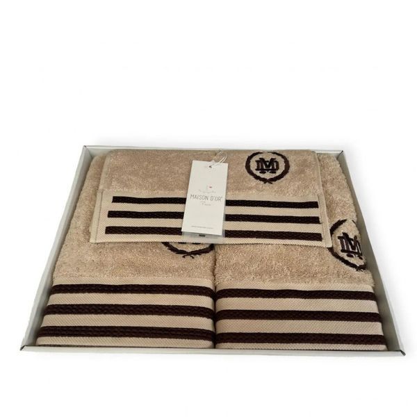 Набір рушників Maison D'or Delon Beige з 3-х штук 30x50 см + 50x100 см + 70x140 см 201328 фото
