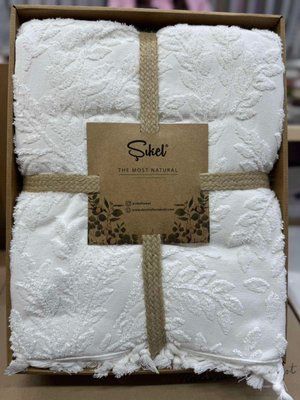 Простынь - пике махровая Sikel жаккардовая Веточки 200x220 см молочная 212709 фото