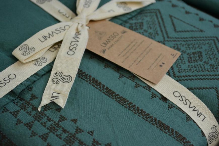 Постельное белье вареный хлопок Limasso Coastal Trio Dark Green евро 210541 фото