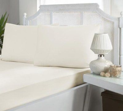 Простирадло сатинова на резинці First choice cream 180x200+30 см з наволочками 202615 фото