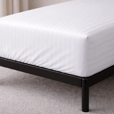 Простирадло натяжне U-tek сатин Boston White Stripe 100x200+25 см 214258 фото