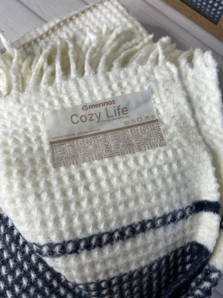 Плед бавовняний Merinos Cozy Life 180x220 см, Blue krem 215960 фото