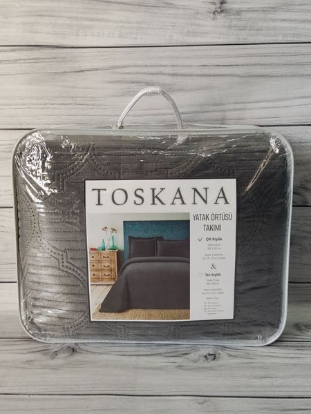 Покрывало велюровое Toskana 240x260 см серое с наволочками 160475 фото