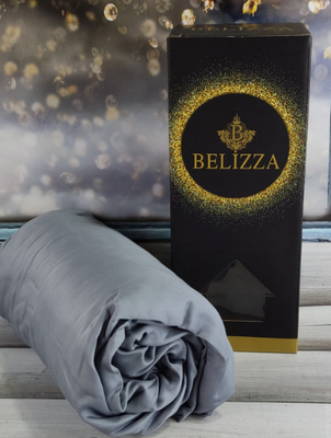 Простынь на резинке Belizza светло - серая 100х200 см + 30 см с наволочкой 50х70 см 137540 фото