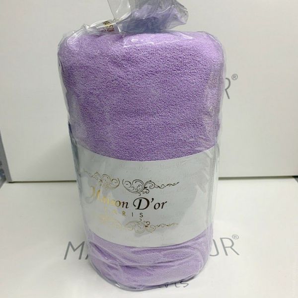 Махрова простирадло на резинці Maison D'or lilac 180x200 см з наволочками 70316 фото