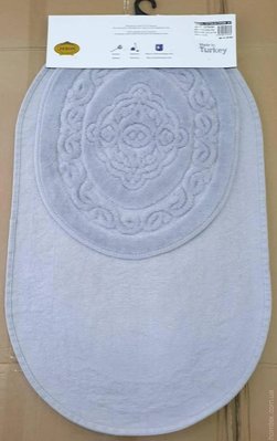 Набір килимків для ванної Zeron Cotton Mat 50x60 см + 60x100 см сірий 118718 фото