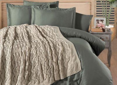 Постільна білизна First Choice Tango Beige набір з в'язаним пледом євро 187221 фото