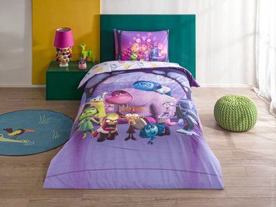 Постельное белье TAC Ranforce Disney Inside out 2 детское с простыней на резинке 205108 фото