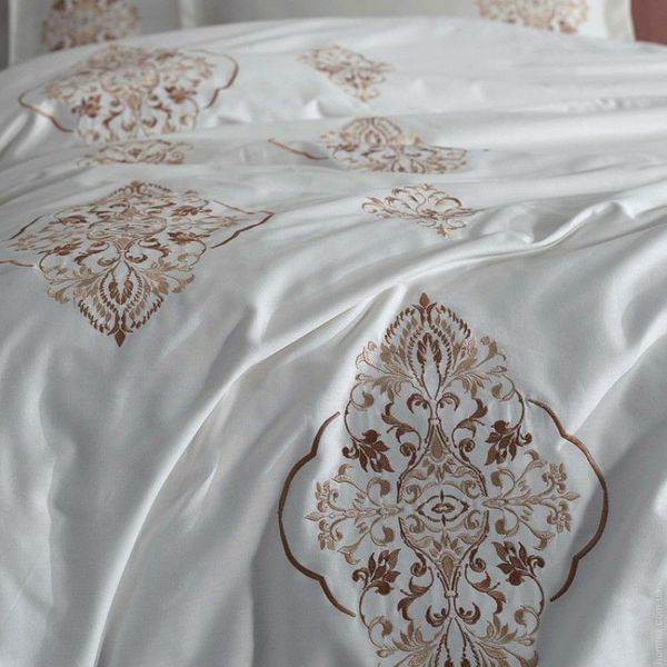 Постельное белье Dantela Vita Embroidered Ottoman Krem - Kahve евро 70510 фото