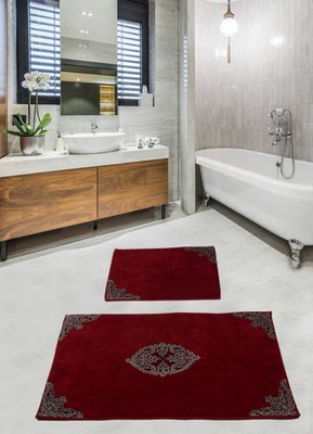 Набор ковриков с гипюром для ванной комнаты Diva Pretty Red 60x100+50x60 см 106891 фото