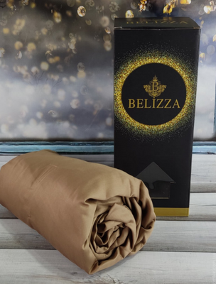Простынь на резинке Belizza темно - бежевая 100х200 см + 30 см с наволочкой 50х70 см 137542 фото
