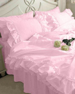 Постельная белье Almira Mix Розовый Премиум с двойными рюшами. 57466 фото