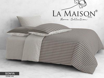 Постельное белье La Maison вареный хлопок Sonya stone line евро 210811 фото