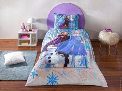 Постельное белье TAC Ranforce Disney Frozen Winter детское с простыней на резинке 205109 фото