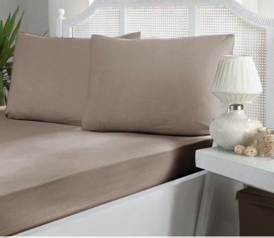 Простирадло сатинова на гумці First choice mink 180x200+30 см з наволочками 202618 фото