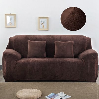 Чехол на двухместный диван замша HomyTex Шоколадный 96275 фото