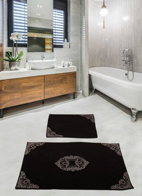 Набор ковриков с гипюром для ванной комнаты Diva Pretty Black 60x100+50x60 см 106890 фото