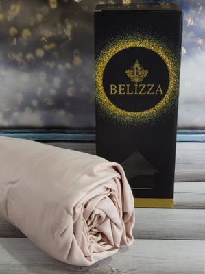 Простынь на резинке Belizza пудровая 100х200 см + 30 см с наволочкой 50х70 см 137543 фото